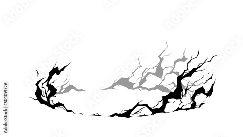 着地の衝撃_雷属性のエフェクトのイラスト_シルエット