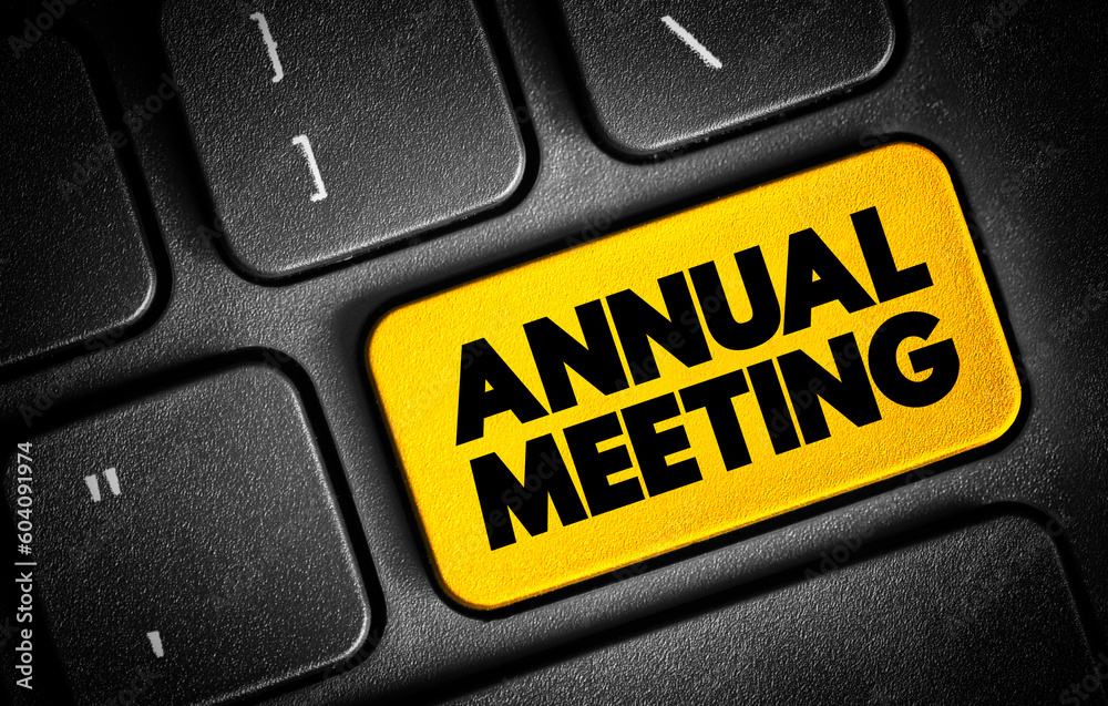 Fototapeta premium Annual Meeting text button on keyboard, concept background