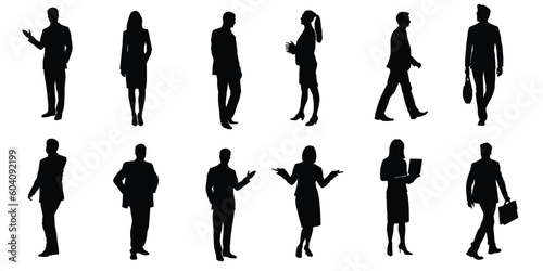 silhouettes of people working group of standing business people vector eps 10