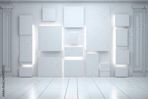 Light and modern background mockup with stylish white panels and subtle lighting  generative AI