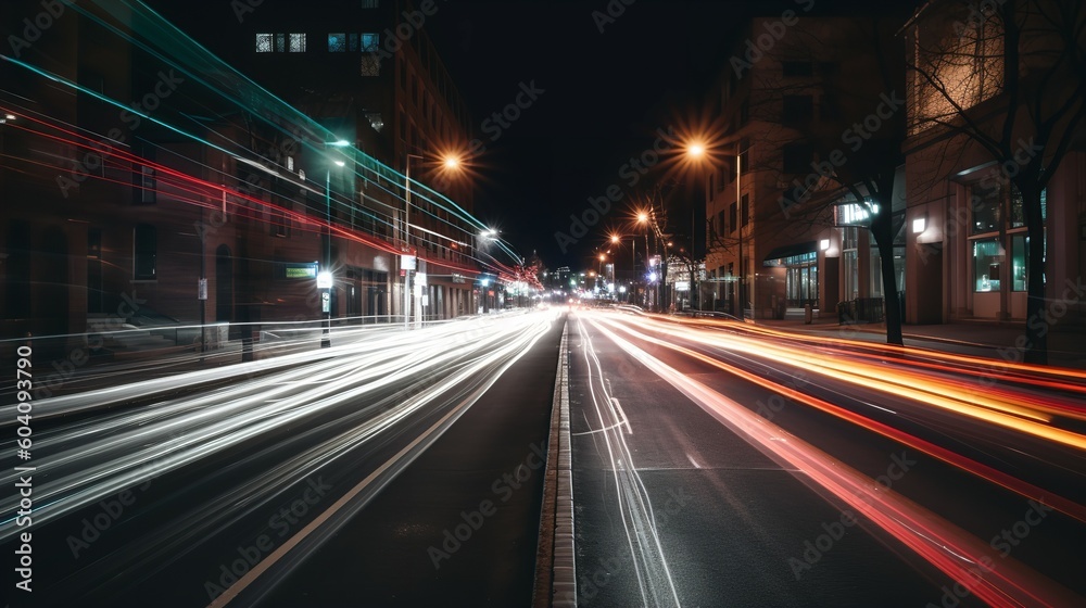 Abstract Light Trails on a City Street