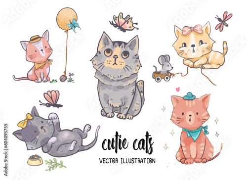 set of funny cutie cats