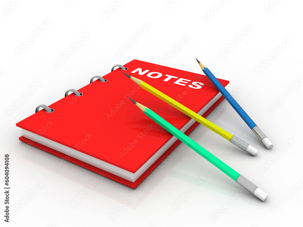 3d rendering students education book with pencil and key 3d rendering students education book with pencil and key
