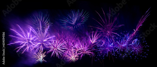 beautiful colorful firework display set for celebration happy new year and merry christmas and  fireworks on black background