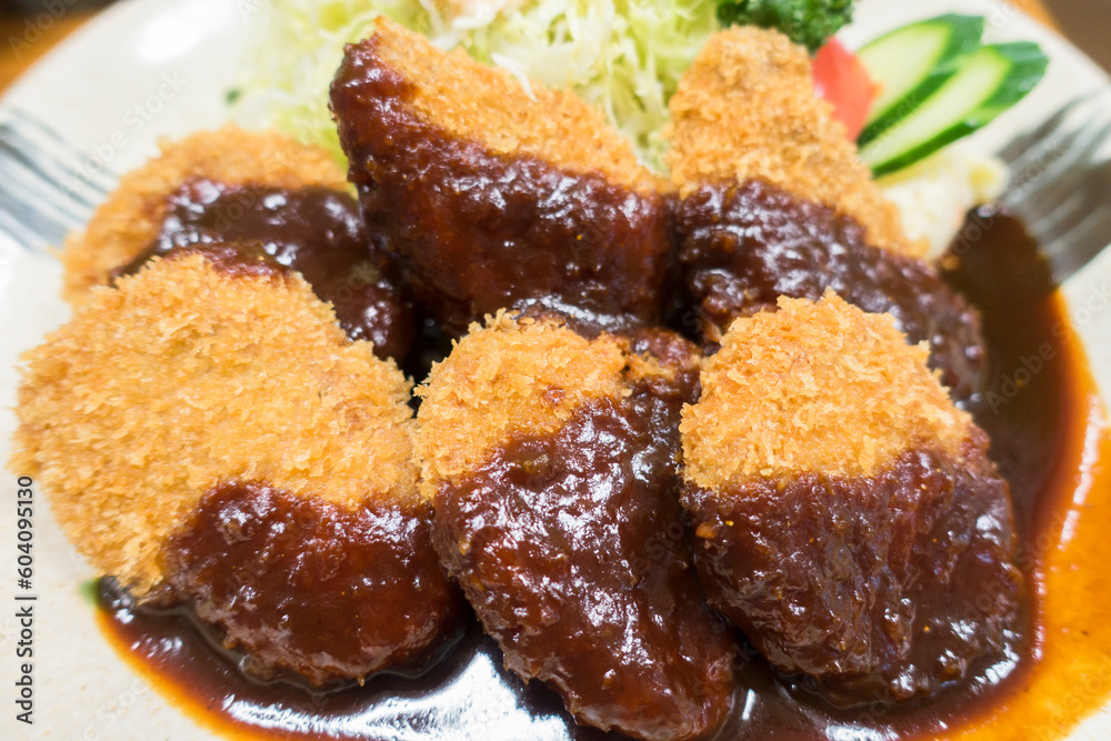 Miso-katsu is a tonkatsu deep-fried with a miso-based sauce instead of the traditional soy sauce-based tonkatsu sauce. Miso-katsu is a tonkatsu deep-fried with a miso-based sauce instead of the traditional soy sauce-based tonkatsu sauce.