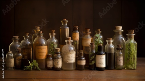 A Collection of Herbal Medicine Bottles