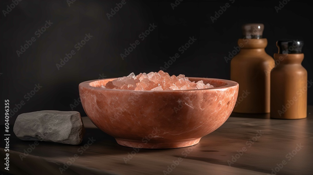 Bowl Of Pink Himalayan Salt For Skin Exfoliation Bowl Of Pink Himalayan Salt For Skin Exfoliation