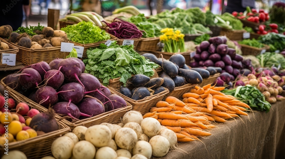 Ripe Vegetables in a Farmers Market Setting