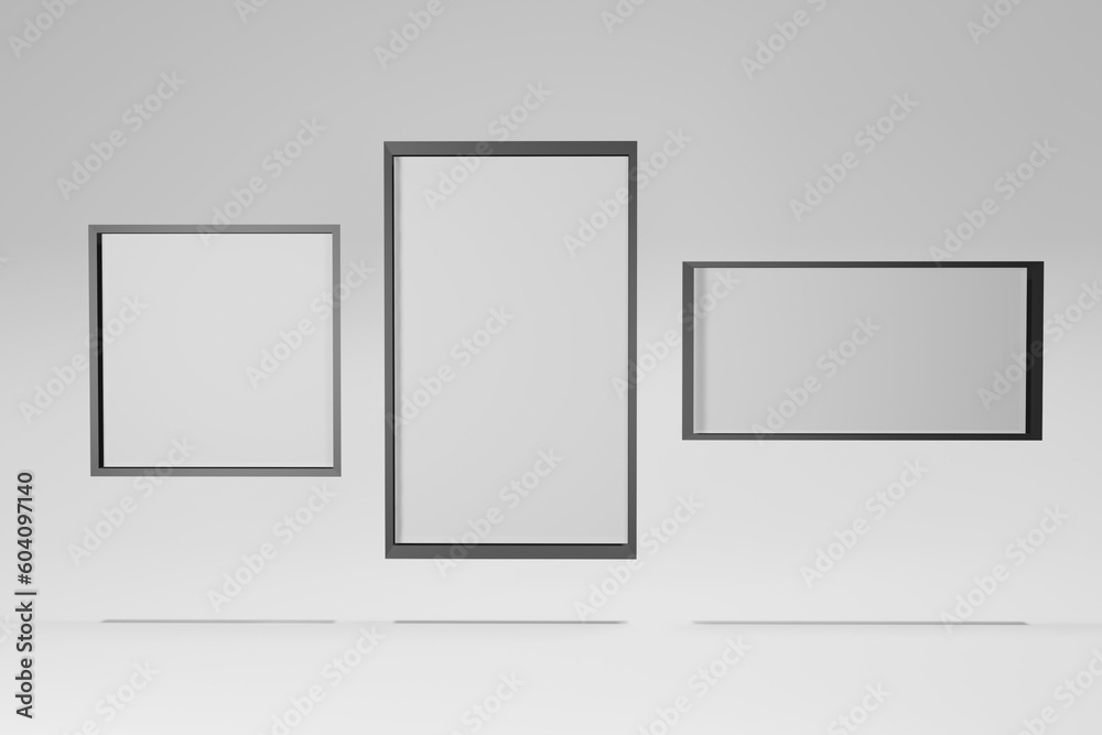 picture frame with white background, black frame. For mockup of photographs or illustrations picture frame with white background, black frame. For mockup of photographs or illustrations
