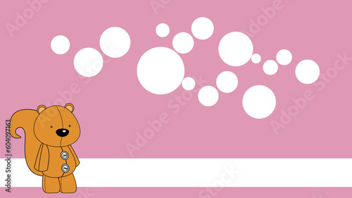 squirrel plush toy cartoon standing on colorful background illustration in vector format
