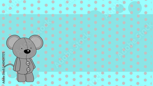 mouse plush toy cartoon standing on colorful background illustration in vector format