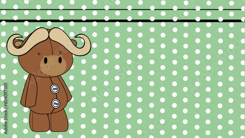 ox plush toy cartoon standing on colorful background illustration in vector format