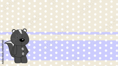 skunk plush toy cartoon standing on colorful background illustration in vector format