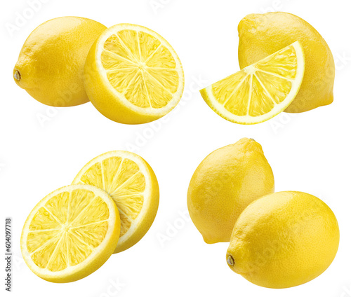 Fototapeta Naklejka Na Ścianę i Meble -  Collection of delicious lemon fruits cut out