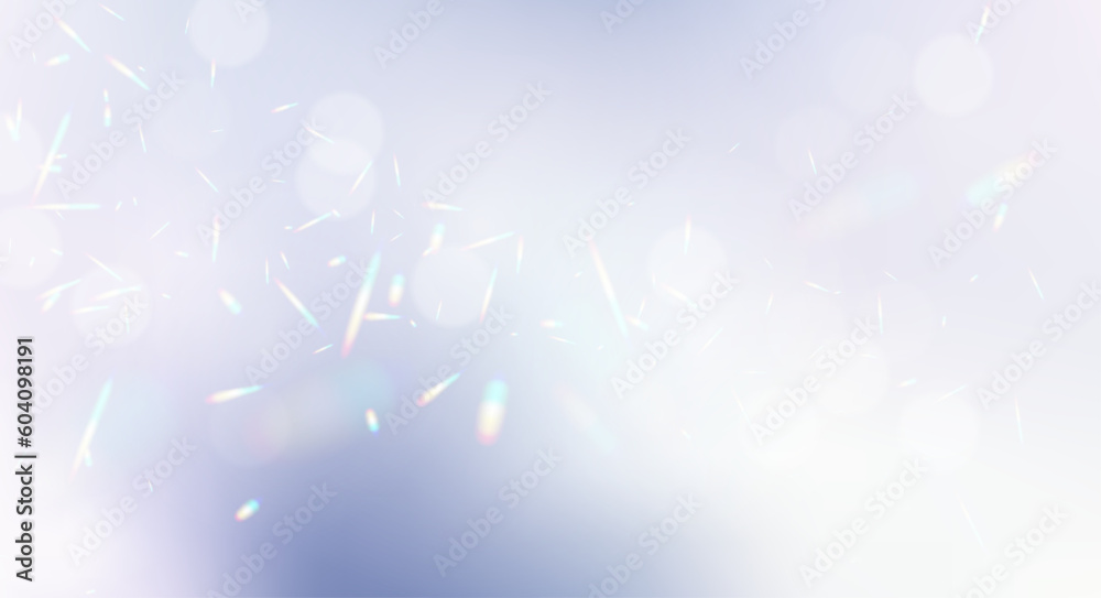 Holographic radiant vector design frame. Stylish blue and violet glitter card. Bokeh cloud card.