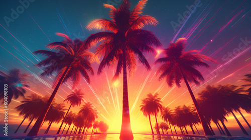 Synthwave Palm Trees: A Retro-Futuristic Utopia of Vibrant Colors and Pure Bliss