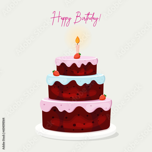 Birthday cake vector flat illustration