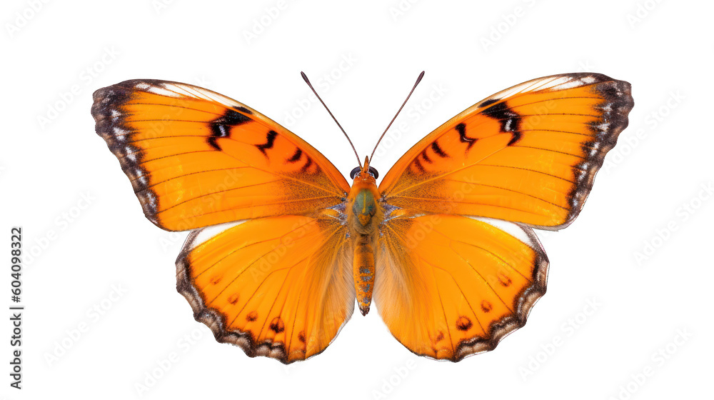 Beautiful orange butterfly isolated on a white transparent background. Generative AI Illustration Beautiful orange butterfly isolated on a white transparent background. Generative AI Illustration