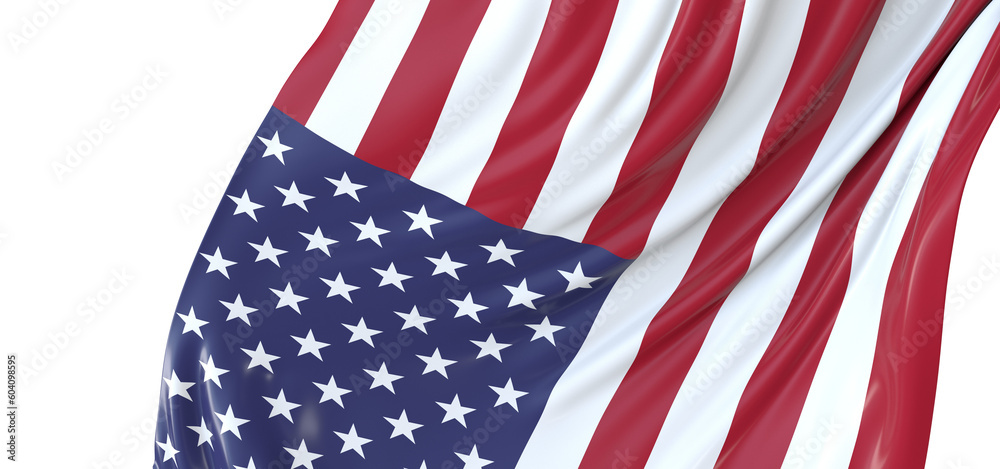 Obraz premium Proudly Flying: Vibrant 3D USA Flag Illustrates National Pride