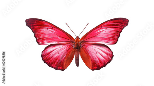 Beautiful red butterfly isolated on a white background. Generative AI Illustration	