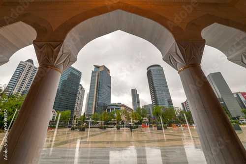 View of Levent skyscrapers through the dome