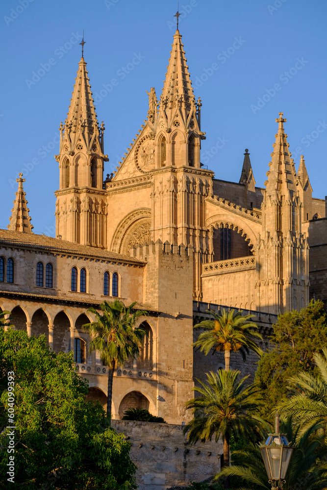 Fototapeta premium Almudaina Palace and cathedral, Palma, Majorca, Balearic Islands, Spain