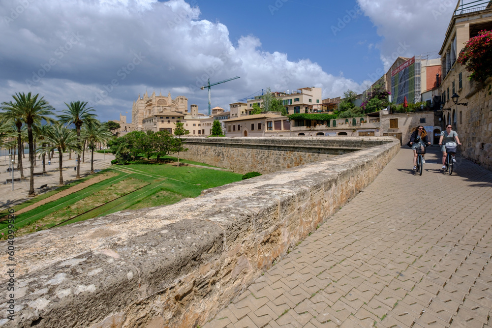 Dalt Murada promenade, on the Renaissance wall of Palma de Mallorca, Majorca, Balearic Islands, Spain