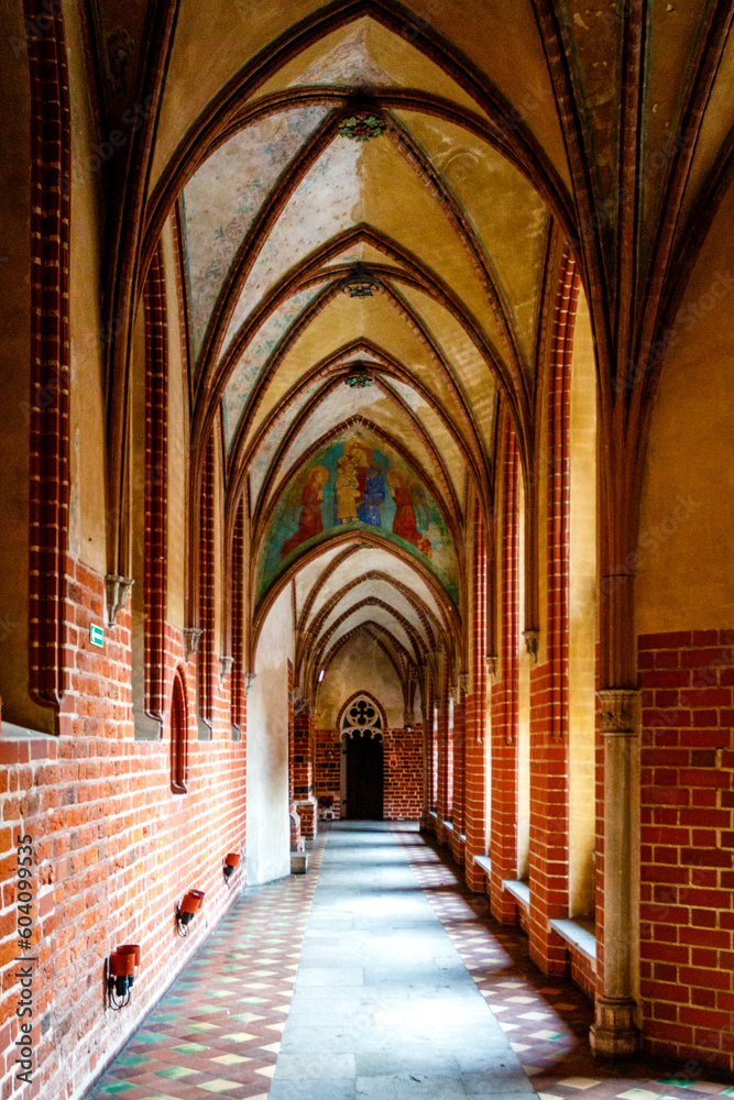 Hallway inside of the Malbork castle in Malbork, Poland, Europe