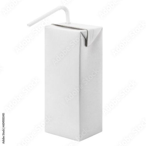 Mini juice pack with plastic tube, cut out