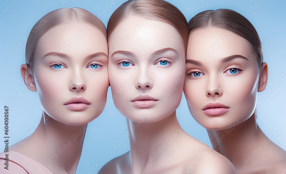 Woman Portrait displaying beautiful healthy skin. Generative Ai Illustration. Woman Portrait displaying beautiful healthy skin. Generative Ai Illustration.