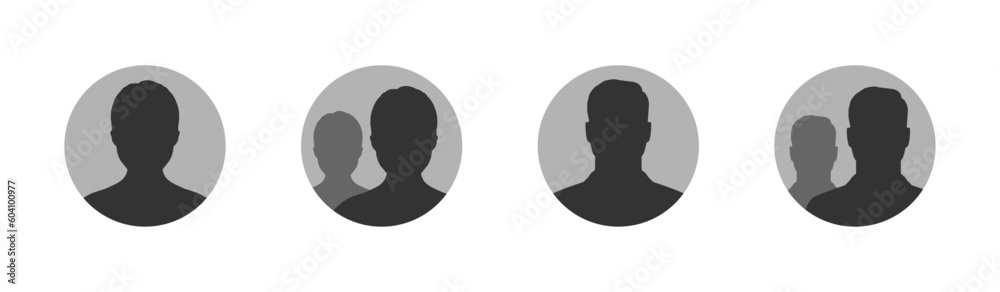 Default anonymous user portrait flat vector illustration designs set