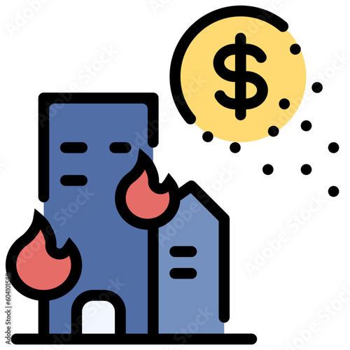 fire filled outline style icon