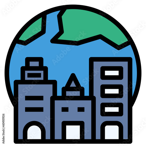 industry filled outline style icon