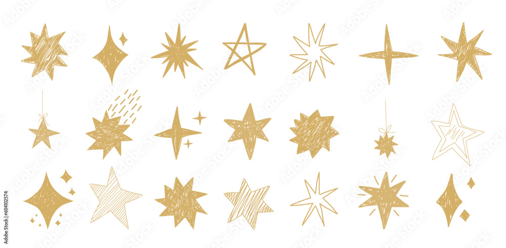 Celestial sparkling exploding Golden Stars hand drawn in simple, minimalist style, wedding invitations, card, birthday wish collection Celestial sparkling exploding Golden Stars hand drawn in simple, minimalist style, wedding invitations, card, birthday wish collection