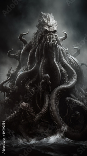 Lovecraftian monster Cthulhu demon horror concept art