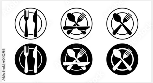 Stencil fork spoon knife icon isolated Food clipart Vector stock illustration EPS 10