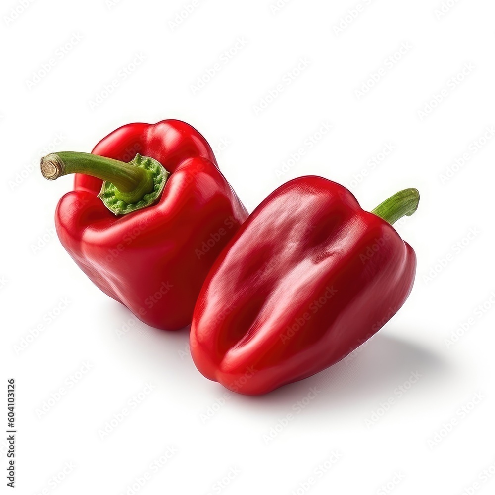 Red Peppers isolated on white background (generative AI)