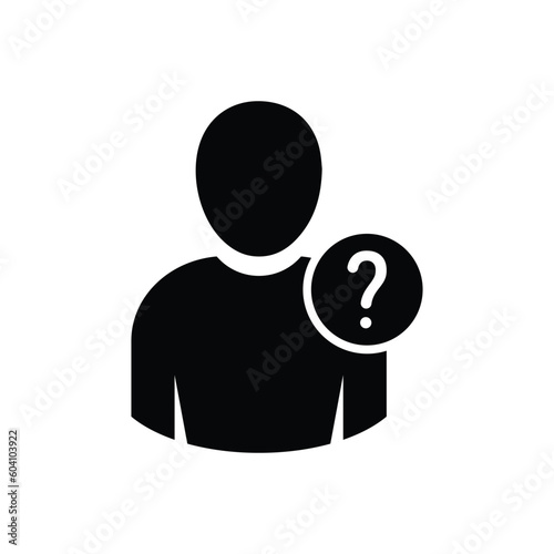 User silhouette with question mark - vector icon. Faq. Question man sign. Person account, profile icon. Account help symbol. Who? Doubt icon