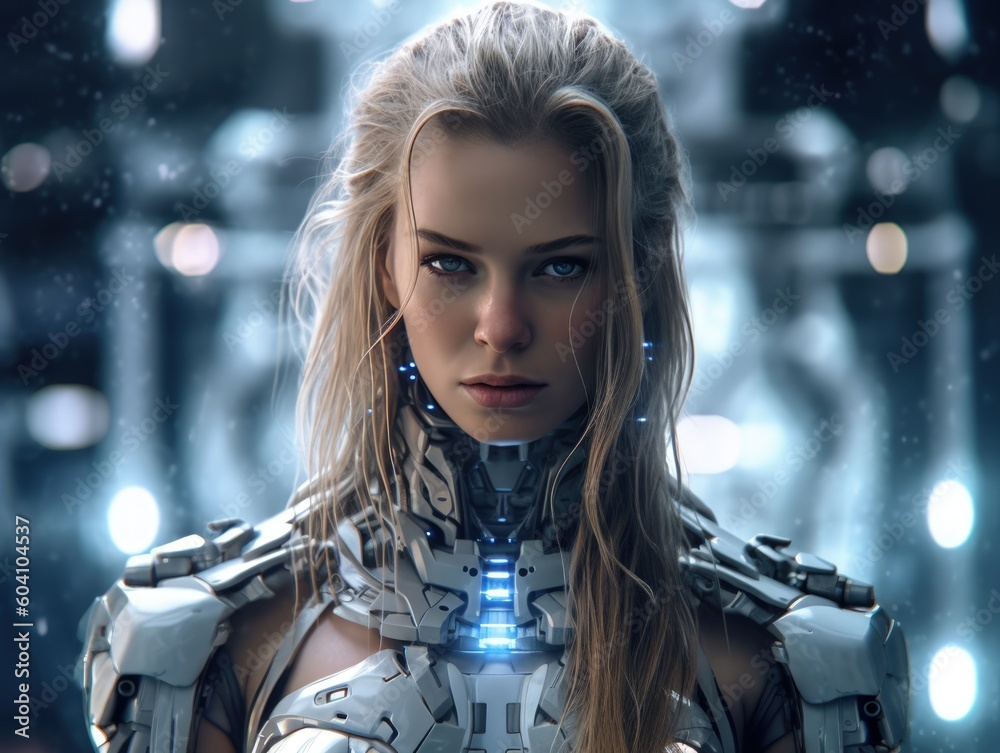 Beautiful girl android, futuristic, future, cyborg, ai generative Stock ...
