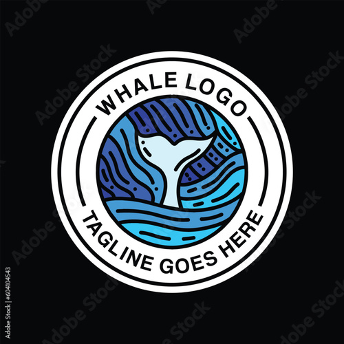 Whale Logo Vector Graphic Design illustration Badge Emblem Symbol and Icon