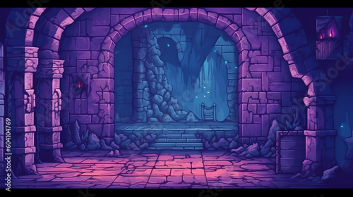 RPG Gaming Battle Scene Underground Dungeon in Pixel 8bits 16bits 32 bits Style