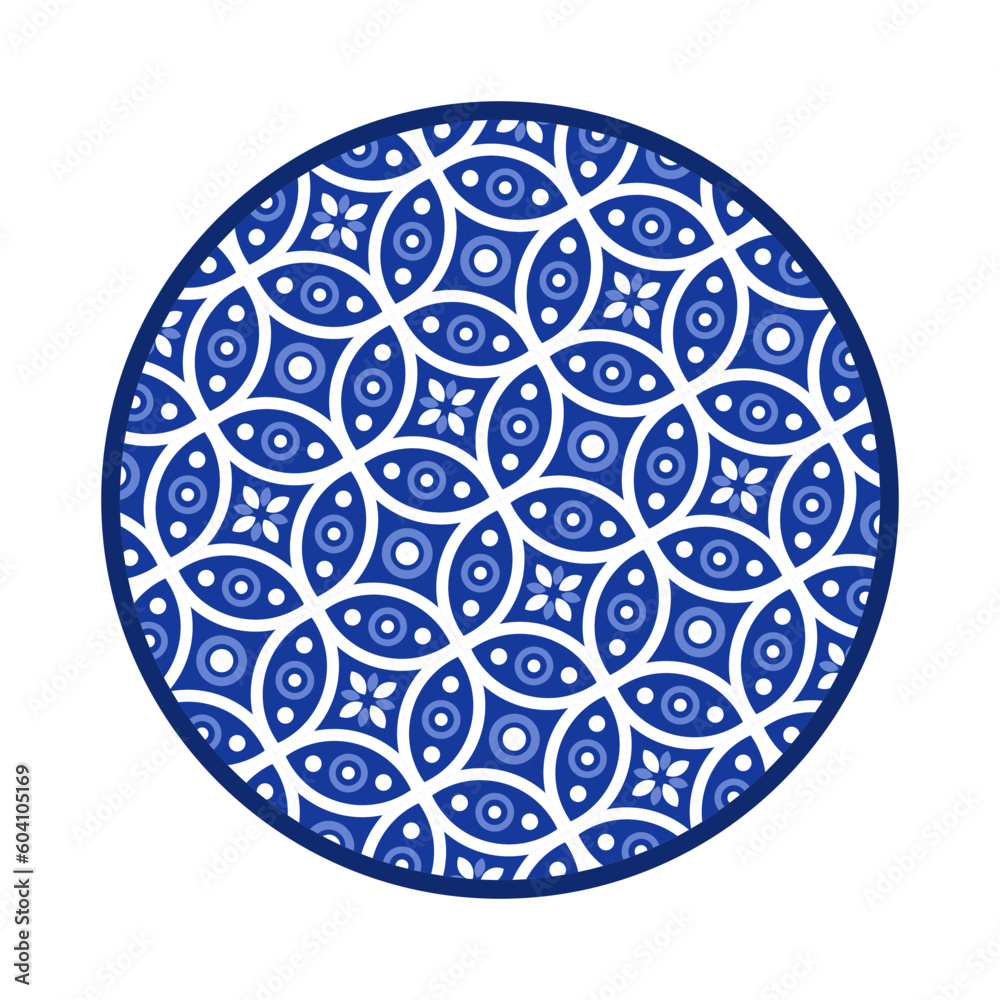 Porcelain plate with traditional blue on white design in Asian style. design pattern for background, plate, dish, bowl, lid, tray, salver, vector illustration art embroidery. circle and flower plate. Porcelain plate with traditional blue on white design in Asian style. design pattern for background, plate, dish, bowl, lid, tray, salver, vector illustration art embroidery. circle and flower plate.