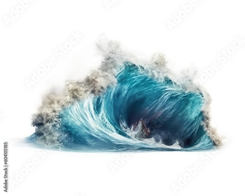 An isolated sea wave on white background. (Generative AI)
