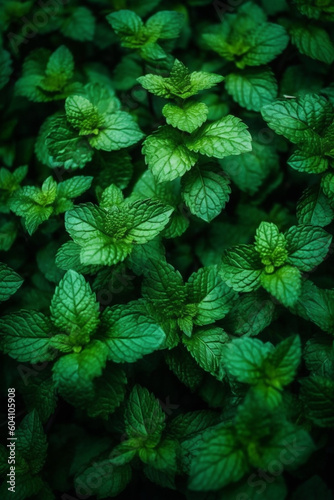 Closeup beautiful mint leaves background