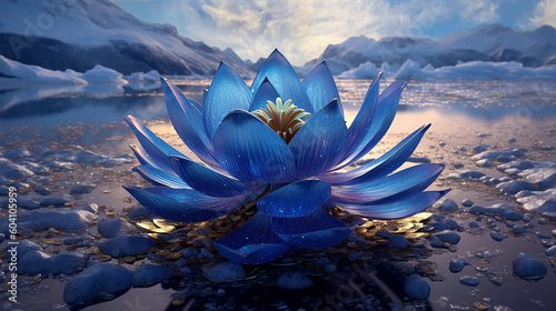 Lotusbluete auf Eis