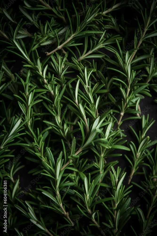 Fototapeta premium Close up of fresh rosemary, overhead angle