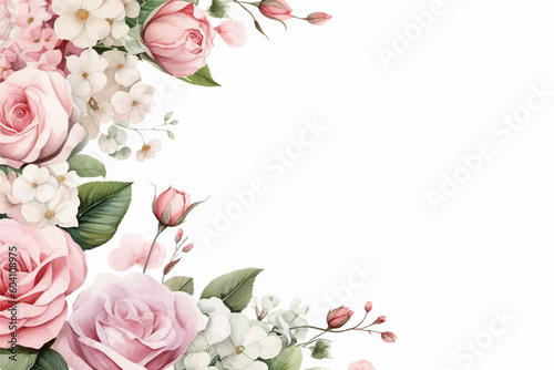 Floral border frame card template. Golden gradient on white background.Vector design illustration. for bunner, wedding card. Rectangle corners sides decoration. © KhWutthiphong