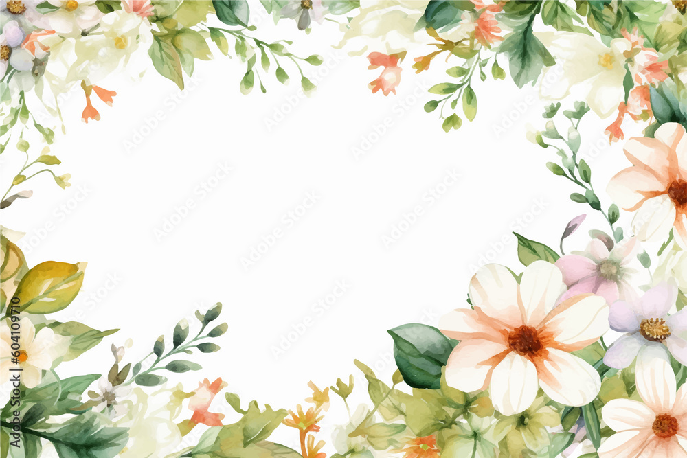 Floral border frame card template. Golden gradient on white background.Vector design illustration. for bunner, wedding card. Rectangle corners sides decoration.