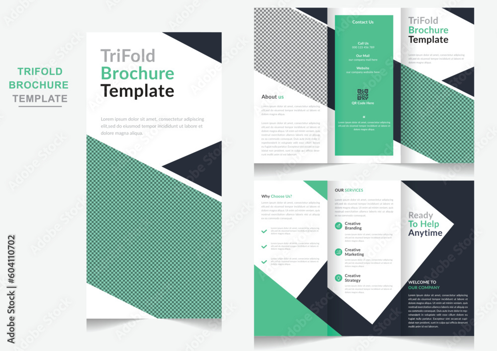 Corporate minimalist modern multipurpose & creative business trifold brochure design template 