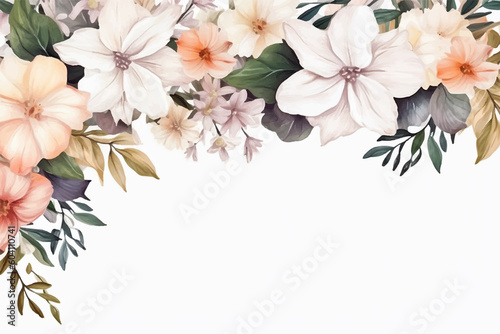 Floral border frame card template. Golden gradient on white background.Vector design illustration. for bunner, wedding card. Rectangle corners sides decoration.